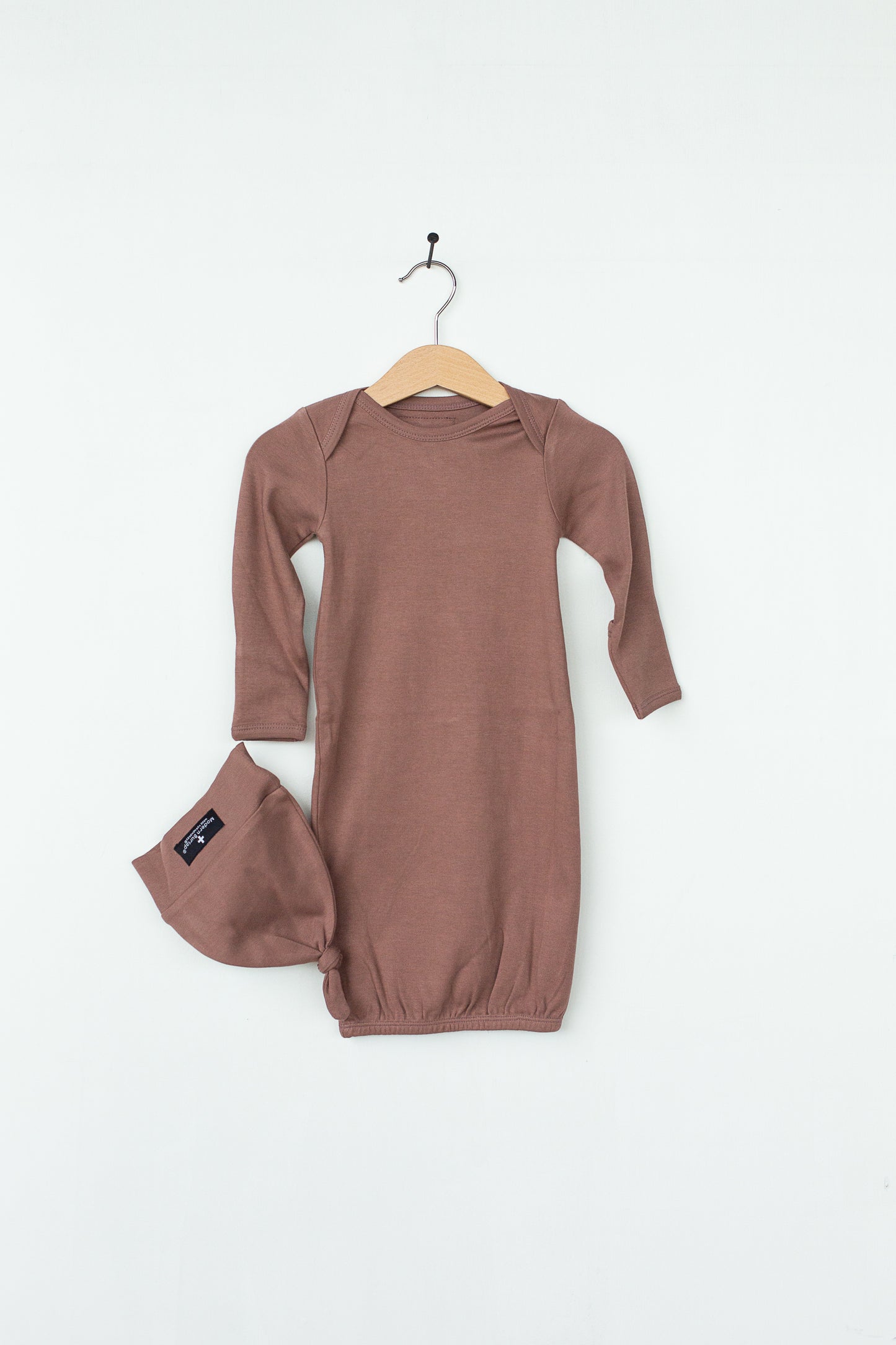 Burlwood organic knot hat and gown set by Modern Burlap