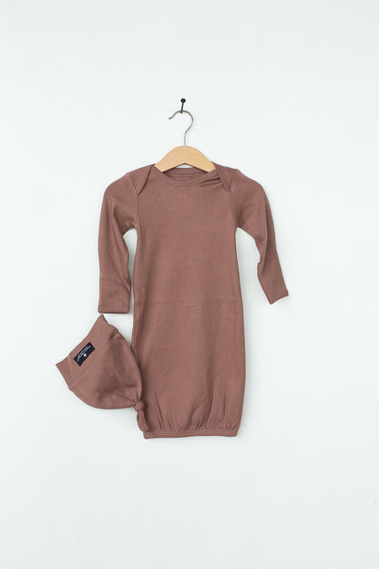 Burlwood organic knot hat and gown set by Modern Burlap