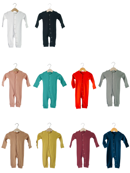 Solid color organic Button Coverall by Modern Burlap