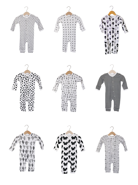 Modern Burlap organic button coverall in signature prints