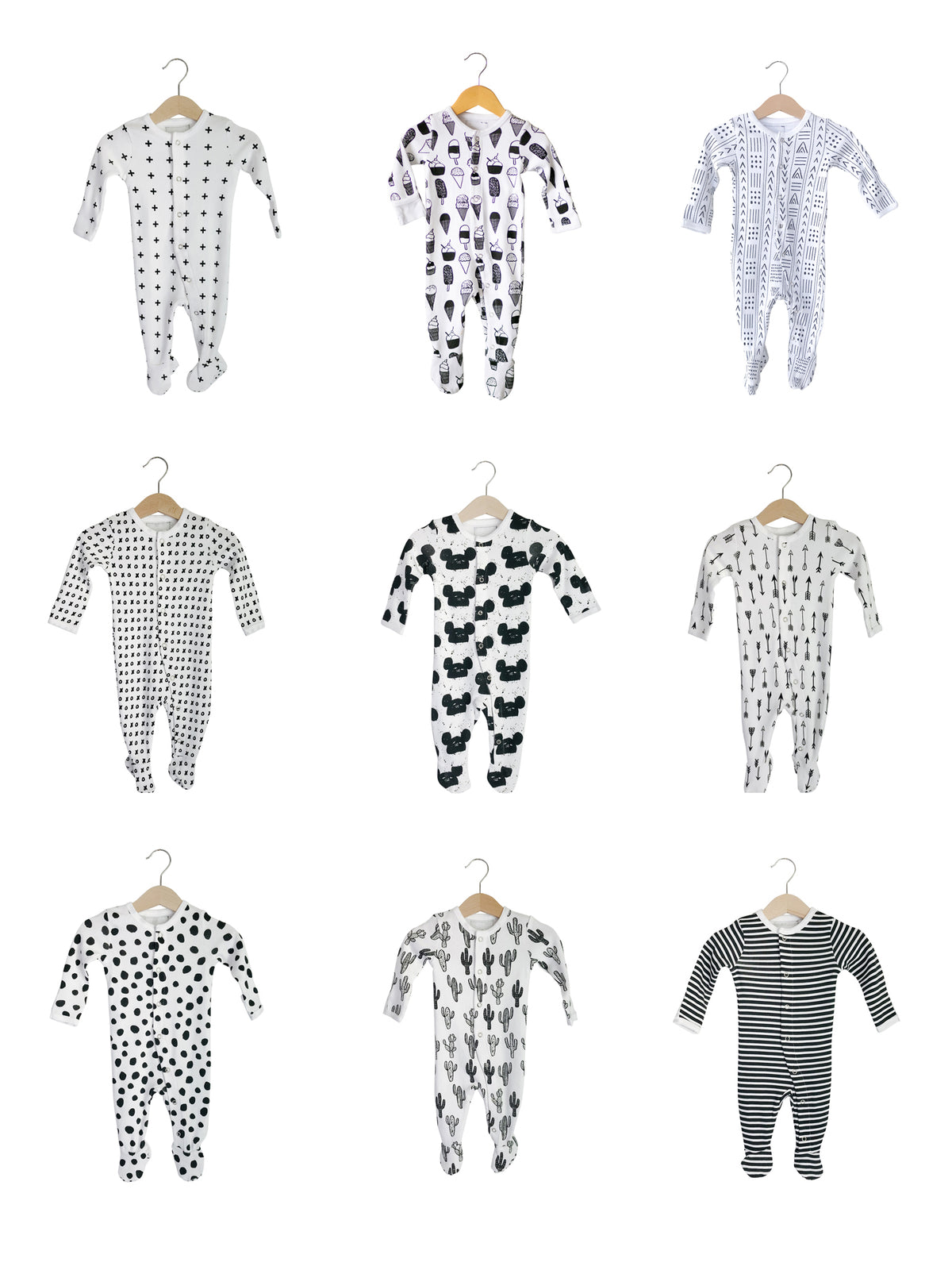 Signature print organic Button Footie by Modern Burlap