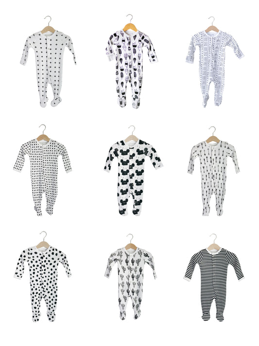 Signature print organic Button Footie by Modern Burlap