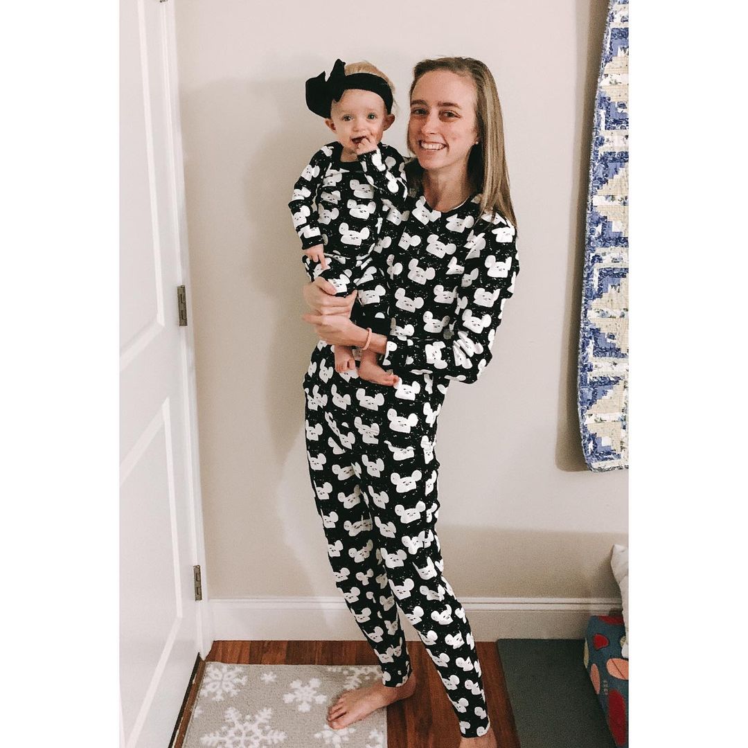 FINAL SALE - Women's Pajama Set in Organic Cotton -  WHITE ON BLACK MODERN MOUSE