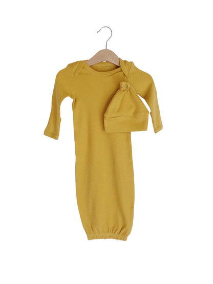 Organic Knot Hat + Gown Set | GOTS Certified Organic Cotton | Solid Colors