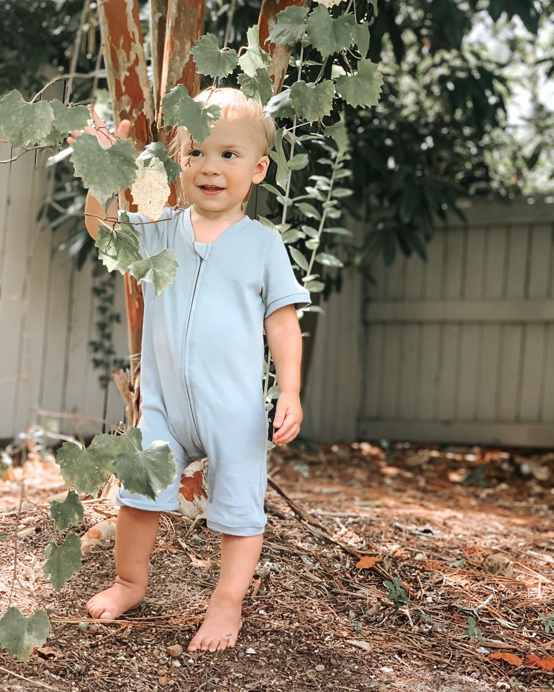 Organic short sleeve zip romper in solid colors – alternate view 10