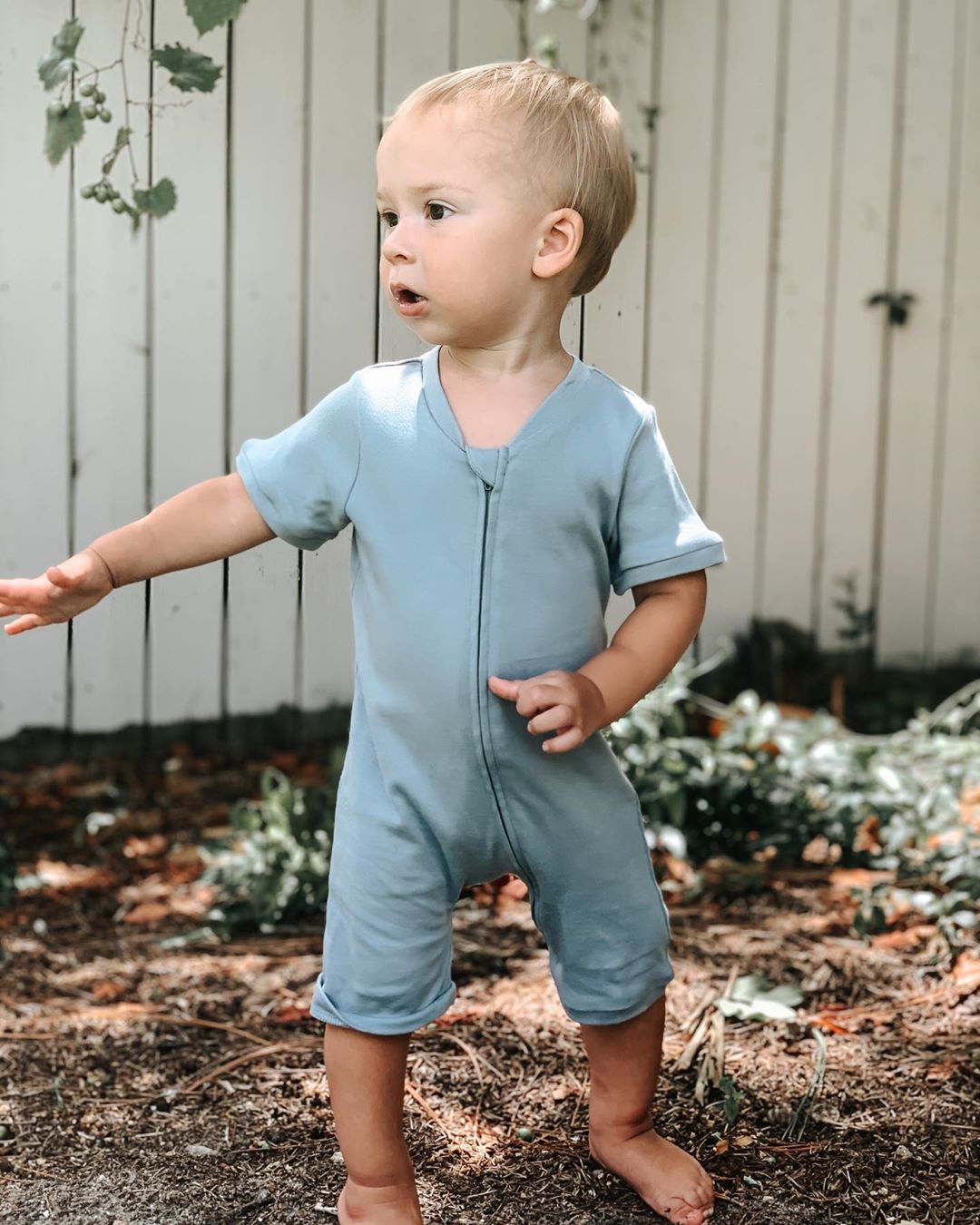 Organic Short Sleeve Zip Romper | GOTS Certified Organic Cotton | Solid Colors