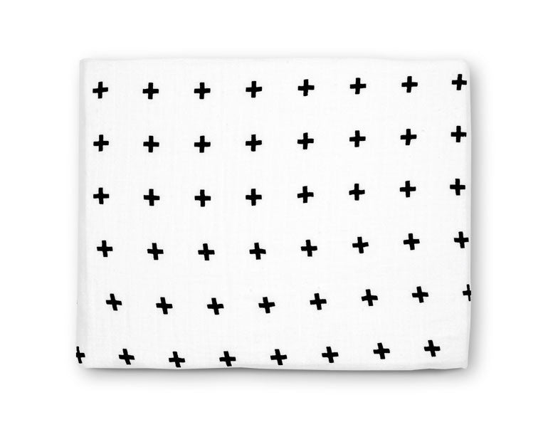 Swiss Cross organic cotton muslin swaddle by Modern Burlap