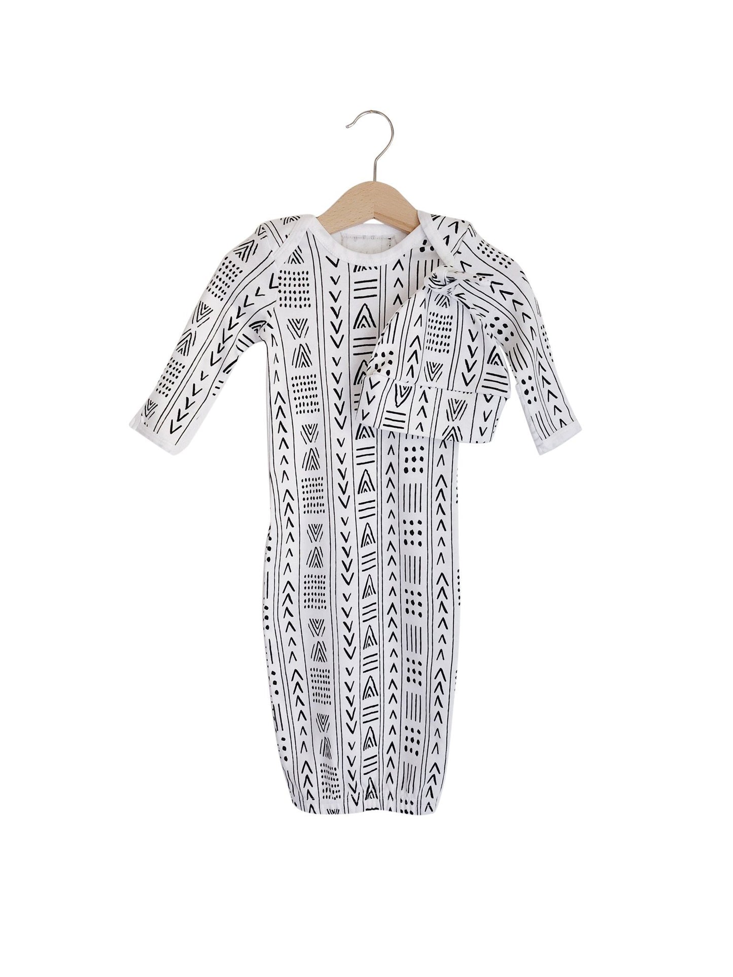 Organic Knot Hat + Gown Set | GOTS Certified Organic Cotton | Signature Prints