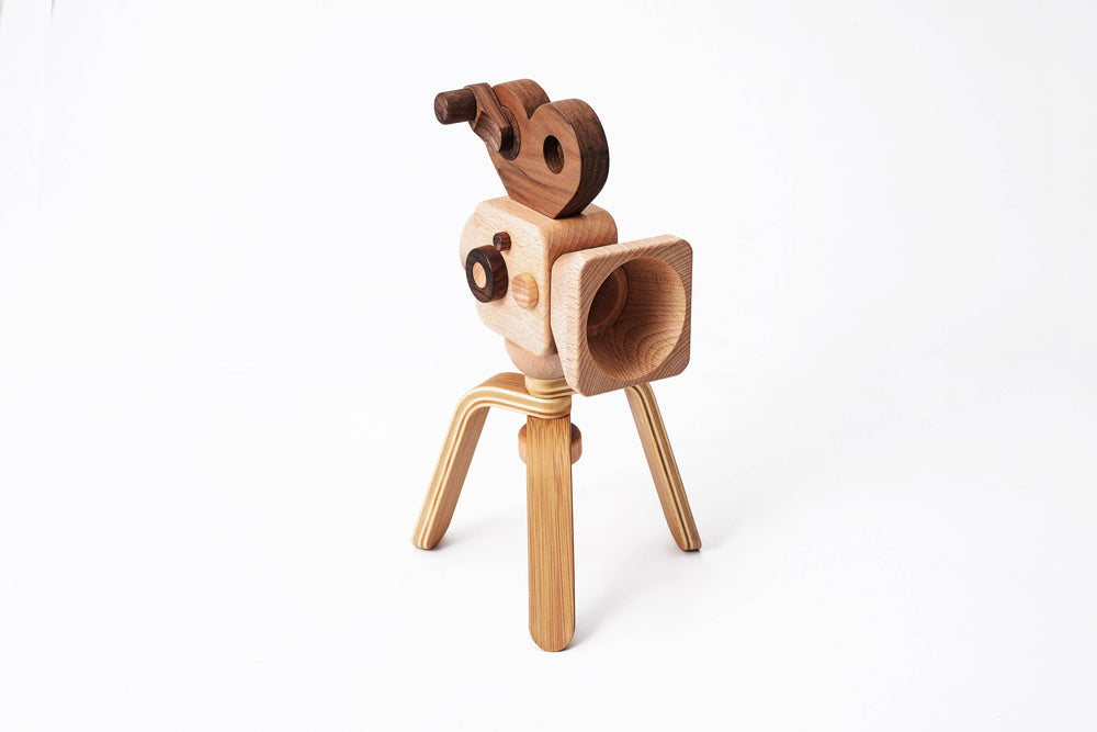 
                  
                    Load image into Gallery viewer, Father&amp;#39;s Factory - Super 16 Pro Wooden Toy Camera With Tripod
                  
                