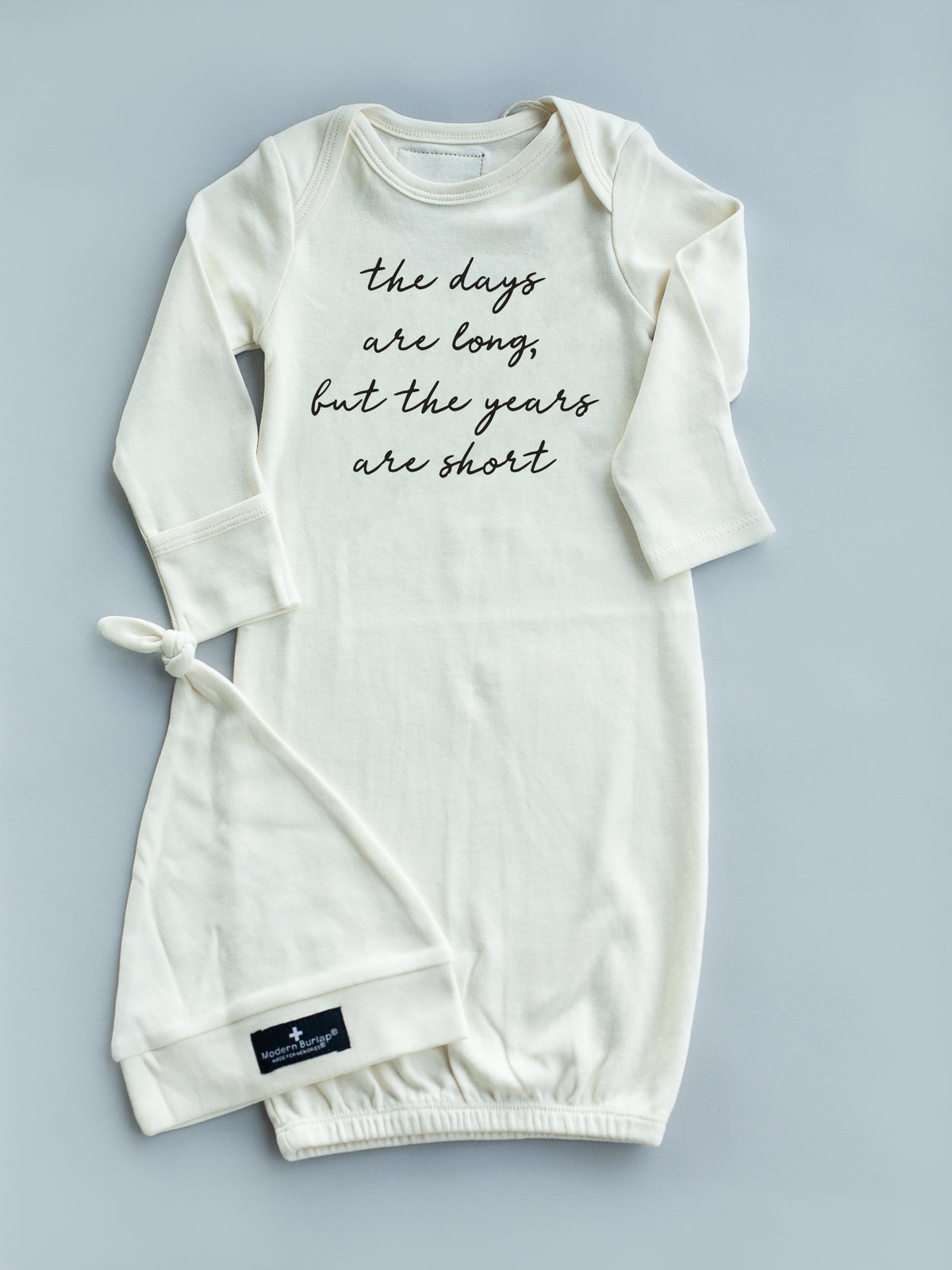 GOTS Certified Organic Cotton Gown + Hat Sets - Inspirational Sayings