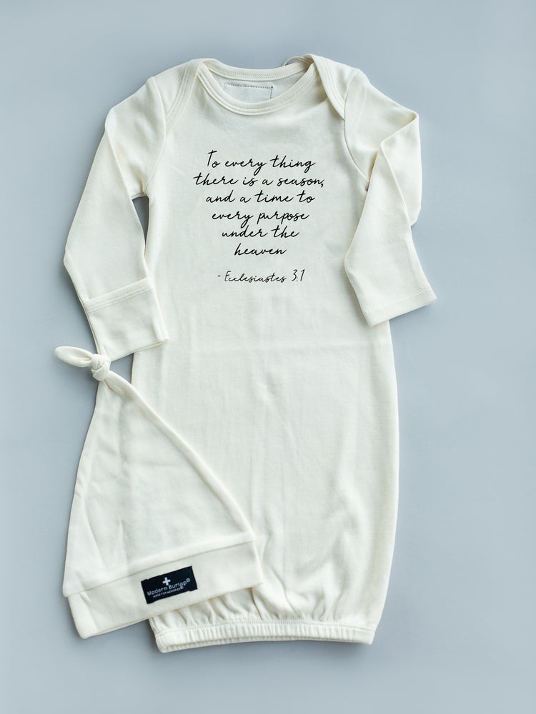 
                  
                    Load image into Gallery viewer, GOTS Certified Organic Cotton Gown + Hat Sets - Scripture
                  
                
