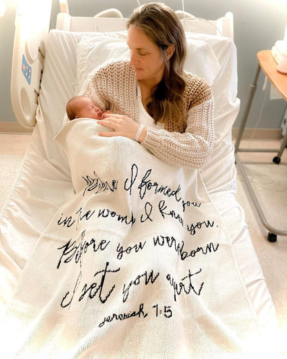 Jeremiah 1:5 Recycled Cotton Throw Blanket | Made in USA