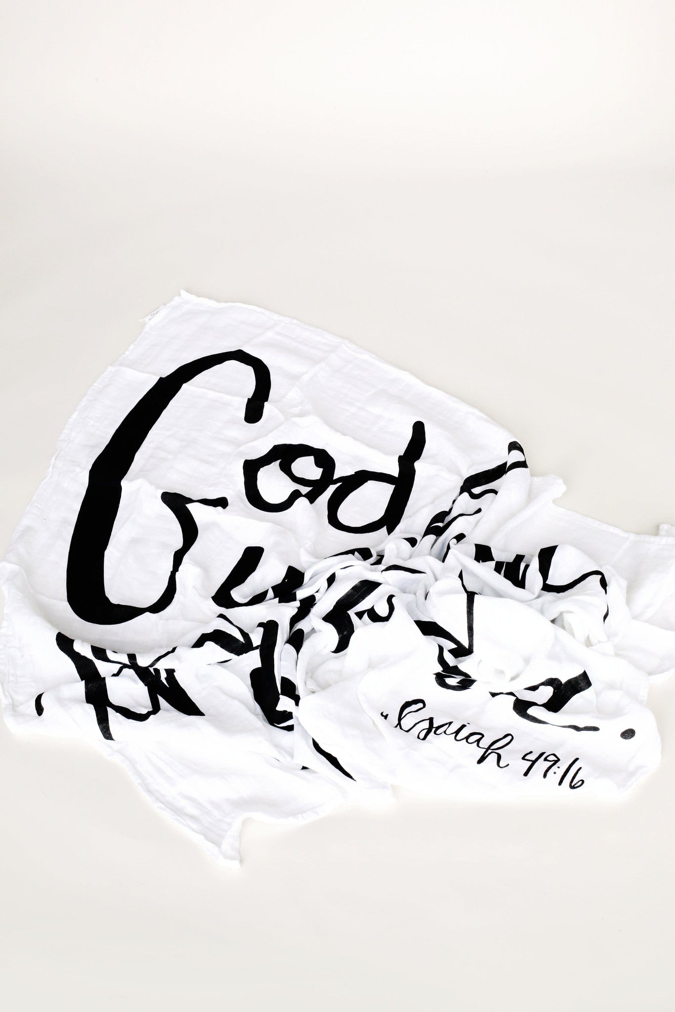 Isaiah 49:16 organic cotton muslin Christian swaddle