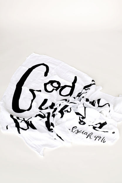 Isaiah 49:16 organic cotton muslin Christian swaddle