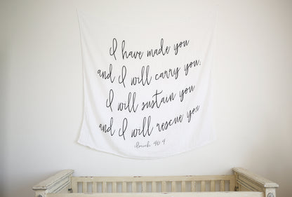 Isaiah 46:4 Christian baby gift by Modern Burlap