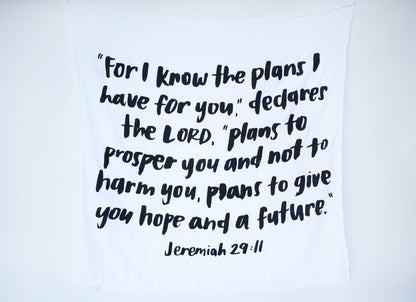Jeremiah 29:11 Scripture swaddle and wall art by Modern Burlap