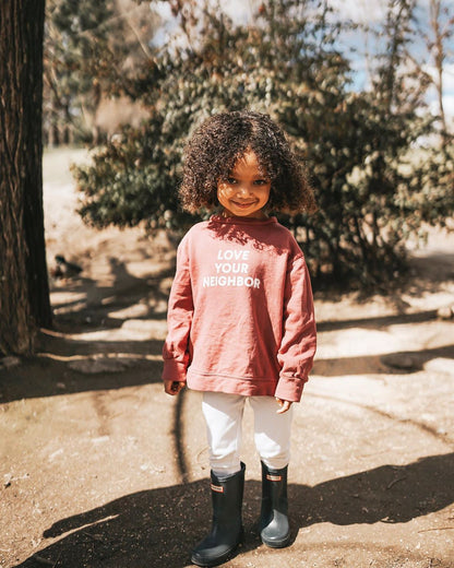 Love Your Neighbor organic cotton kids sweatshirt by Modern Burlap