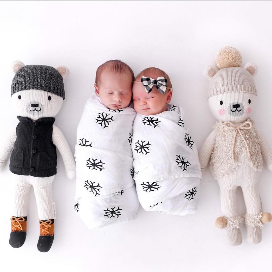 Snowflakes organic cotton muslin swaddle by Modern Burlap