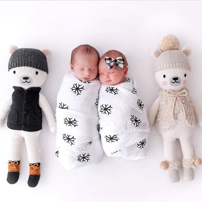 Snowflakes organic cotton muslin swaddle by Modern Burlap