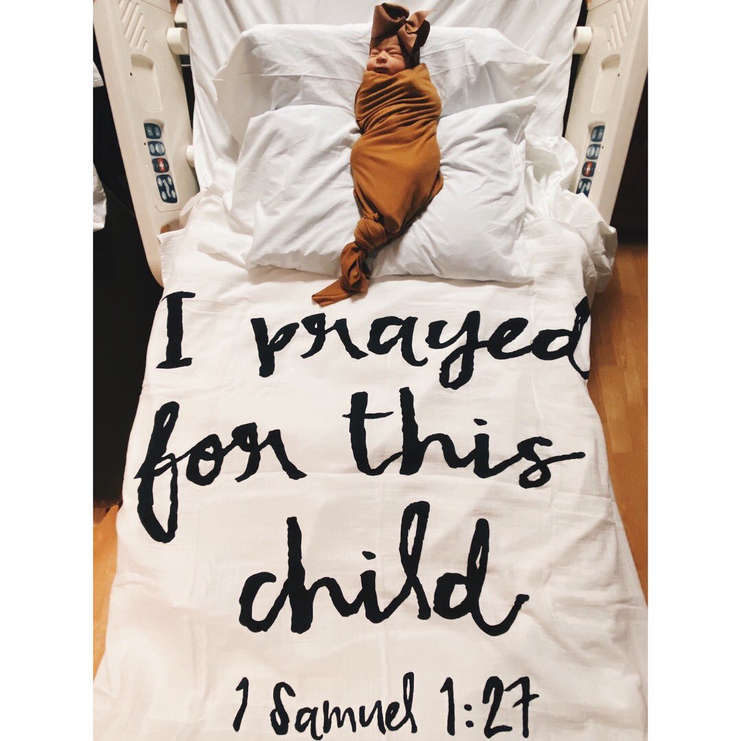 1 Samuel 1:27 Scripture swaddle and wall art by Modern Burlap