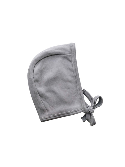 Neutral Gray Organic Baby Bonnet — product photograph.