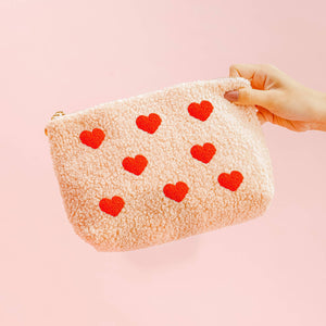 
                  
                    Load image into Gallery viewer, The Darling Effect - Pink Teddy Pouch - Hearts
                  
                