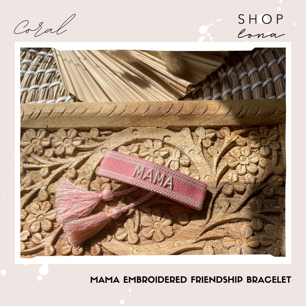shop LONA - MAMA Embroidered Friendship Bracelet