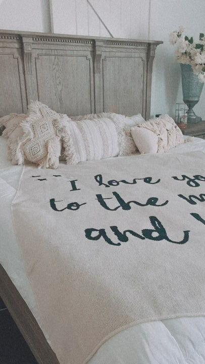 Love You to the Moon and Back Recycled Cotton Throw Blanket | Made in USA