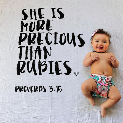 Proverbs 3:15 Scripture swaddle and wall art by Modern Burlap