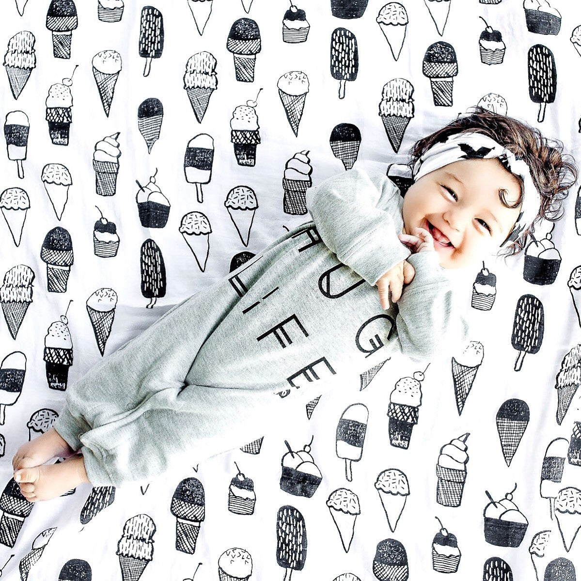 Ice Cream Love organic cotton muslin swaddle + wall art by Modern Burlap