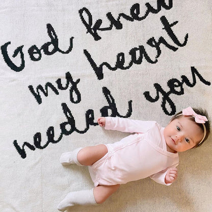 Made in the USA | Recycled Cotton Blend  God knew my heart needed you Throw Blanket
