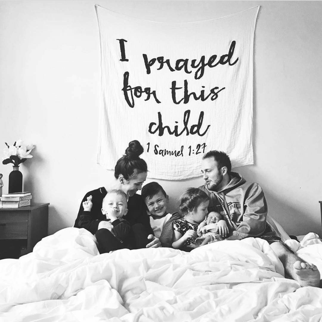 1 Samuel 1:27 Scripture swaddle and wall art by Modern Burlap