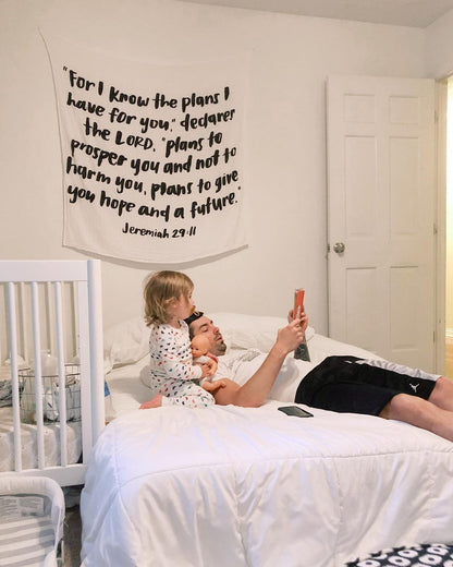 Jeremiah 29:11 Scripture swaddle and wall art by Modern Burlap