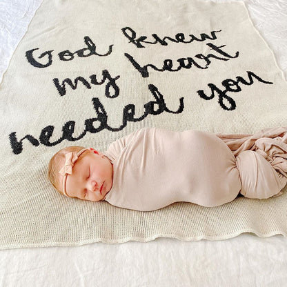 Made in the USA | Recycled Cotton Blend  God knew my heart needed you Throw Blanket