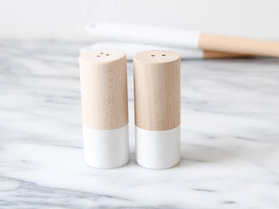 
                  
                    Load image into Gallery viewer, Wood Salt and Pepper Shaker Set -  White
                  
                