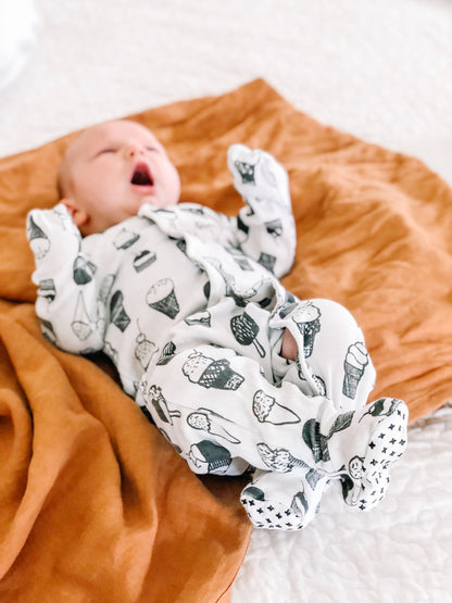 Organic Button Footie | GOTS Certified Organic Cotton | Signature Prints