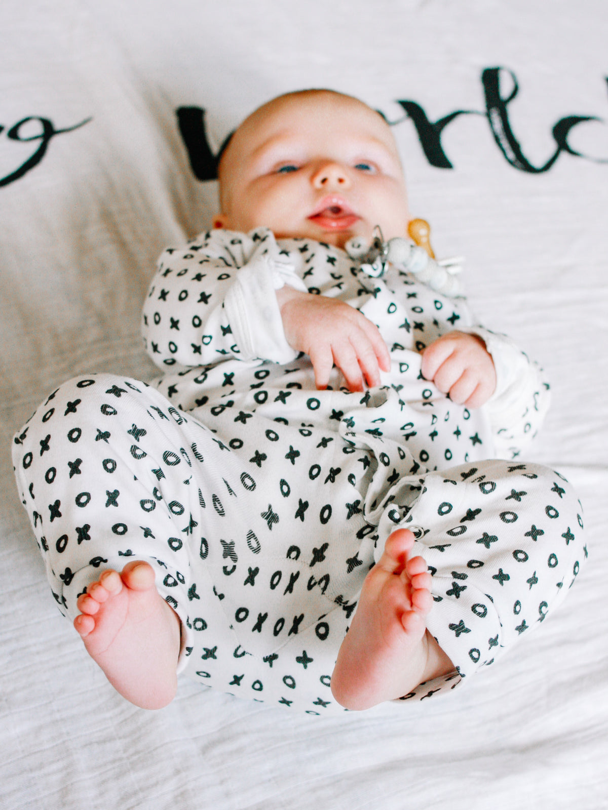 Modern Burlap organic button coverall in signature prints