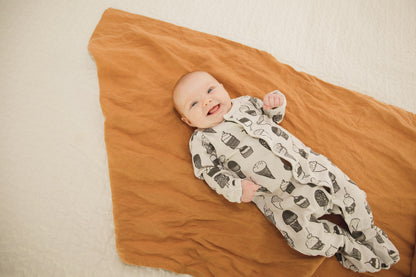 Organic Button Footie | GOTS Certified Organic Cotton | Signature Prints