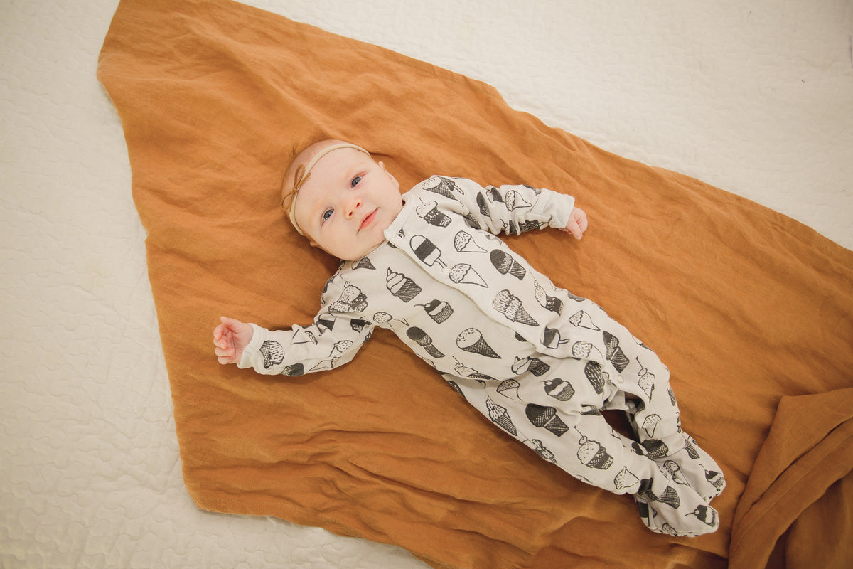 Organic Button Footie | GOTS Certified Organic Cotton | Signature Prints