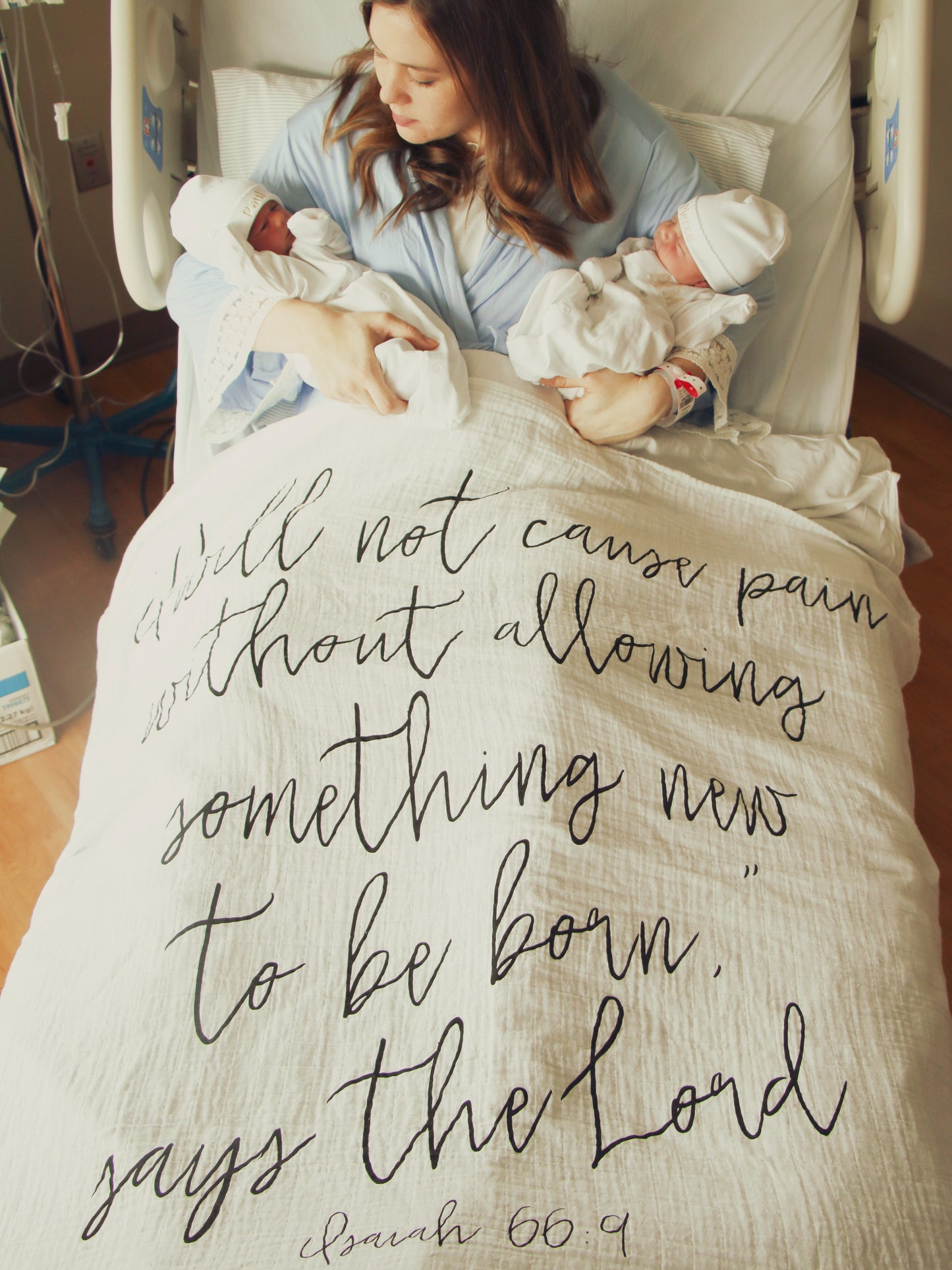 Isaiah 66:9 Scripture swaddle and wall art by Modern Burlap