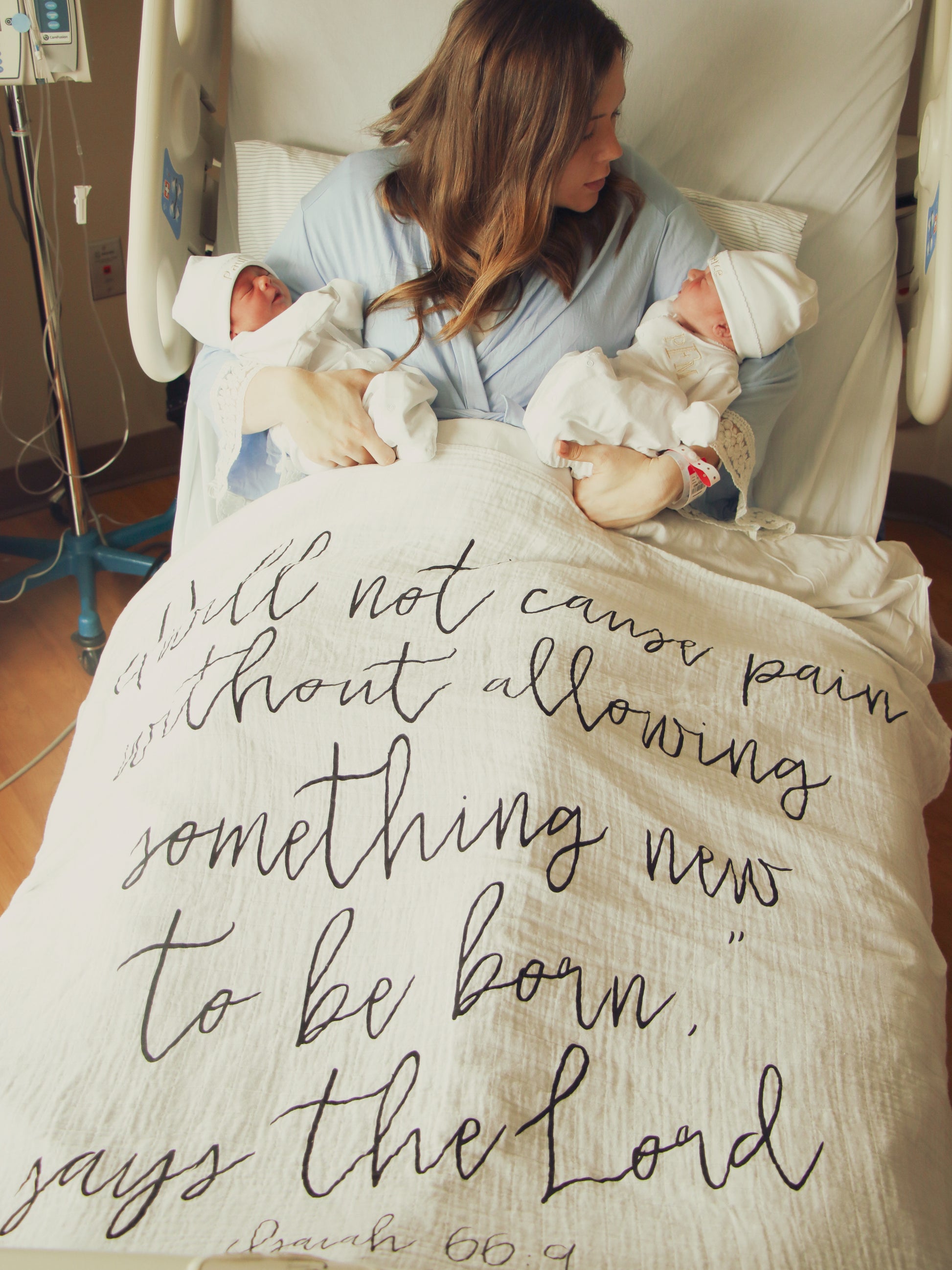 Isaiah 66:9 Scripture swaddle and wall art by Modern Burlap