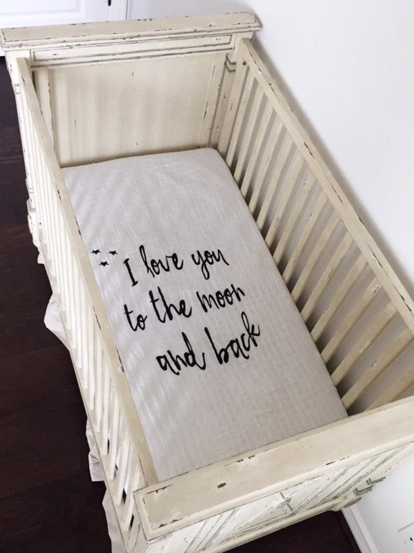 I Love You to the Moon and Back organic nursery sheet