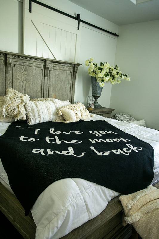 Love You to the Moon and Back recycled cotton throw by Modern Burlap