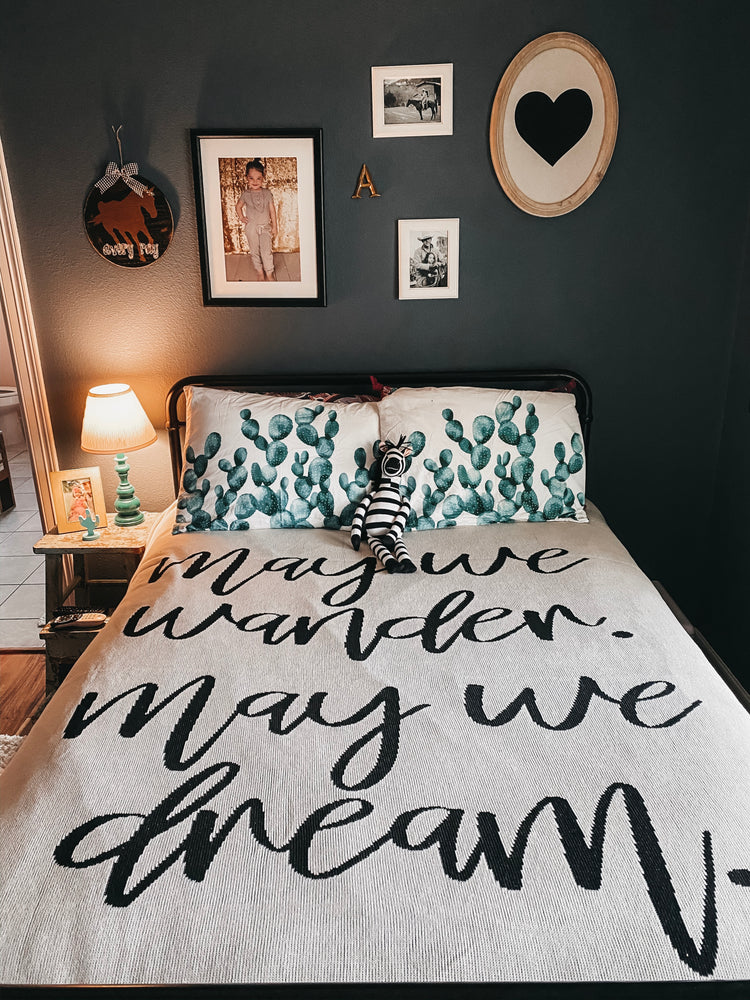 Made in the USA | Recycled Cotton Blend  May We Wander May You Dream Throw Blanket