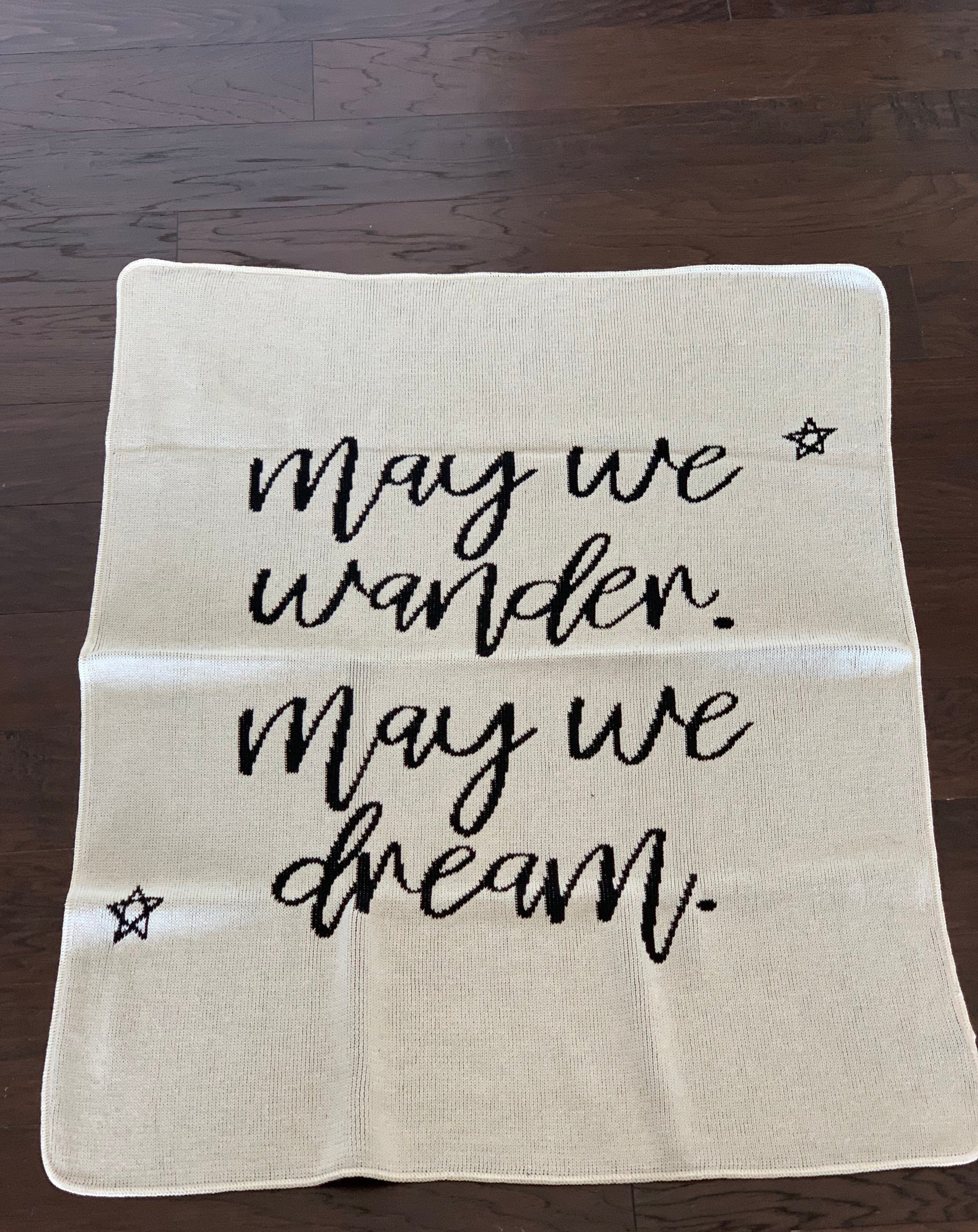 May We Wander May You Dream natural throw blanket made in the USA