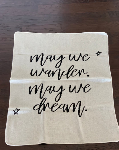 May We Wander May You Dream natural throw blanket made in the USA