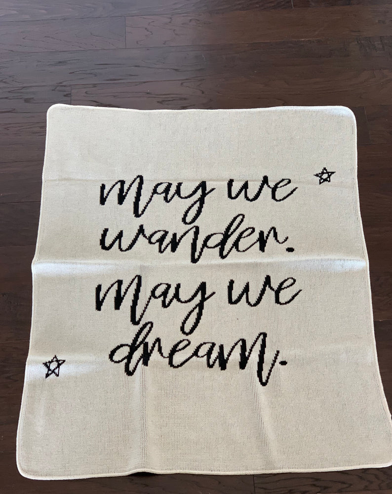 
                  
                    Load image into Gallery viewer, ONE OF A KIND Made in the USA | Recycled Cotton Blend  May We Wander May You Dream Throw Blanket | Natural
                  
                