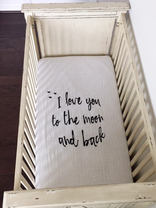 I Love You to the Moon and Back fitted crib sheet by Modern Burlap