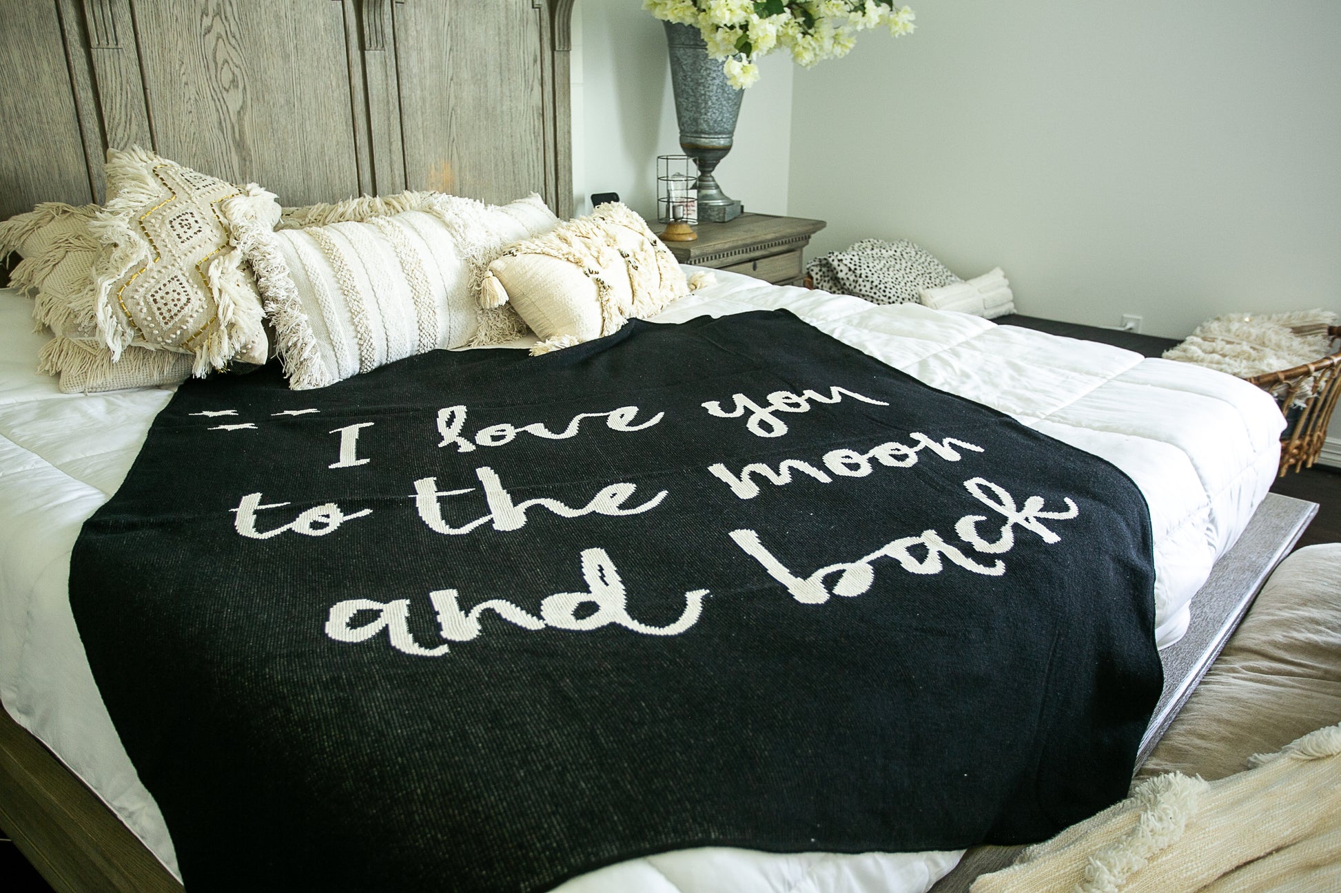 Love You to the Moon and Back Recycled Cotton Throw | Made in USA