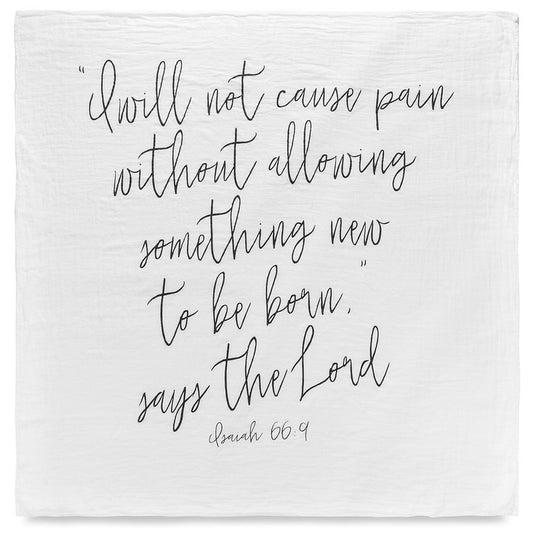 Isaiah 66:9 Scripture swaddle and wall art by Modern Burlap